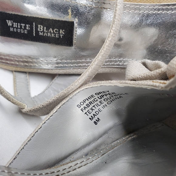 White house black market canvas shimmery wedge 8M - Picture 3 of 8